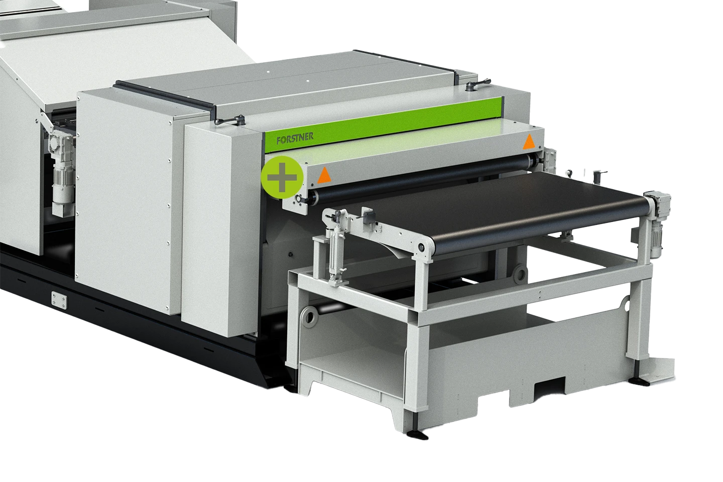 utmatningstransportör på en klippsträcka mot vit bakgrund