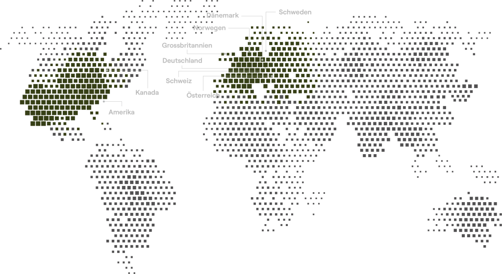 Weltkarte mit den Ländern, in denen Cidan aktiv ist.